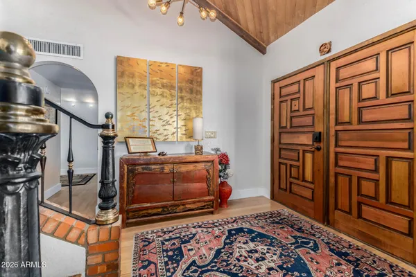 a living room with furniture