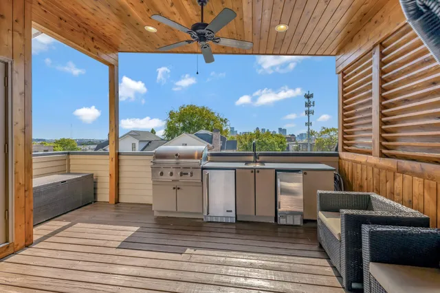 a view of a balcony with a patio