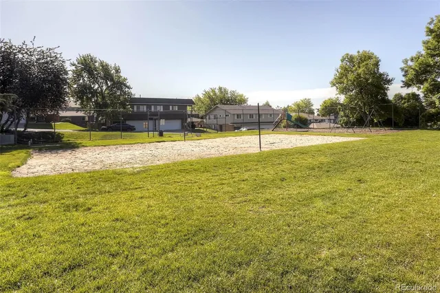a view of a swimming pool with an outdoor space