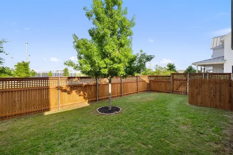 a view of a backyard with potted plants