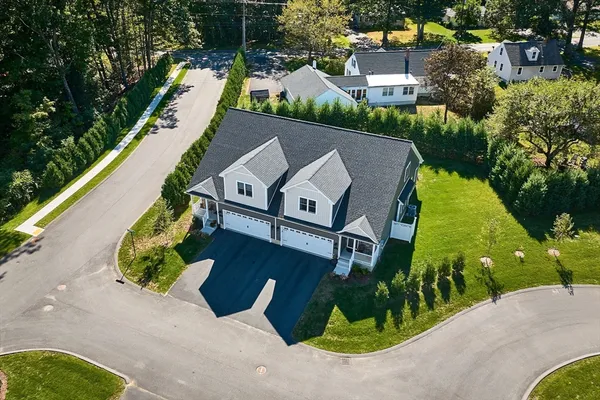 an aerial view of a house having outdoor space