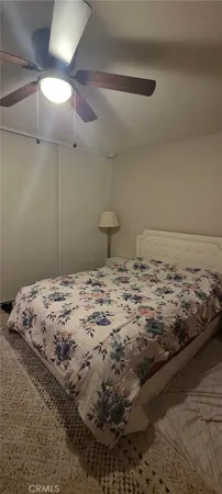 a bedroom with a bed