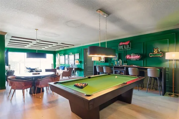 an aerial view of a house with a garden