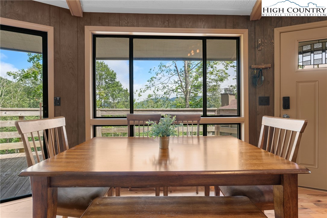 315 Timber Ridge Road, Unit A3 Sugar Mountain, NC 28604 - Photo 6 of 27 a view of a dining room with furniture window and wooden floor