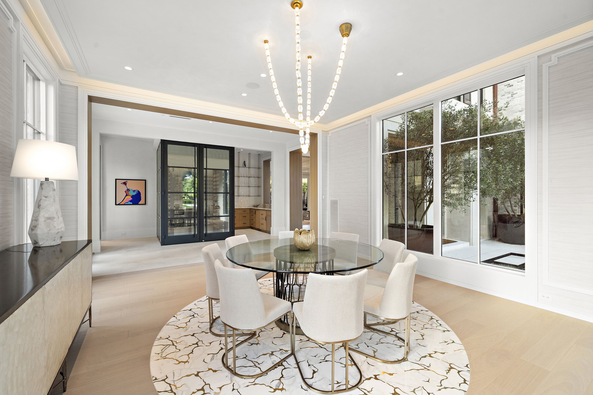 3649 Chevy Chase Drive Houston, TX 77019 - Photo 11 of 50 The 18’x17’ dining room is Ideally situated near the catering corridor with direct access to the bar and wine room offering seamless access and flow.