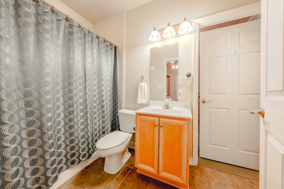 1217 Graves Harbor Trail, Unit 144 Huddleston, VA 24104 - Photo 10 of 30 a bathroom with a granite countertop sink toilet and shower