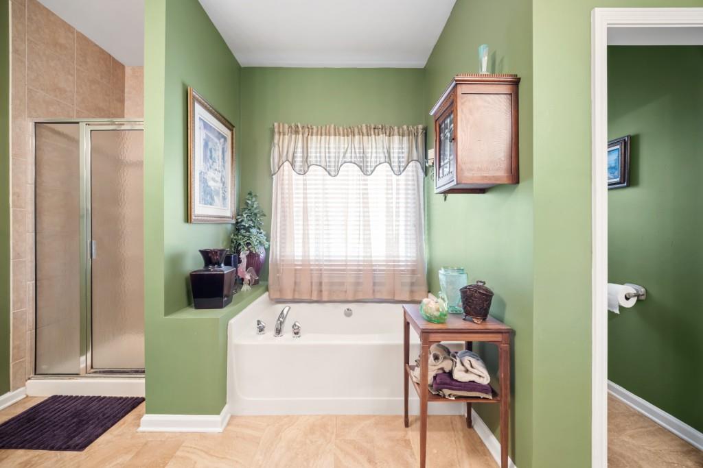 348 Mountain Laurel Walk Canton, GA 30114 - Photo 14 of 26 a bathroom with a bathtub and a shower