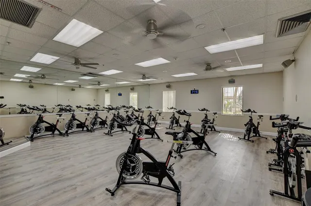 a view of a room with gym equipment