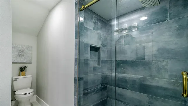 a bathroom with a shower
