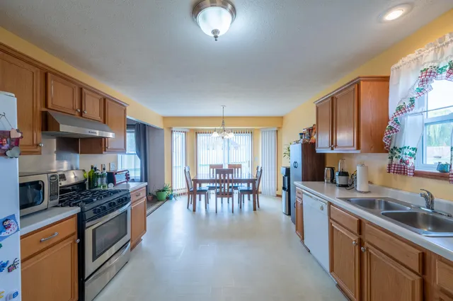 a kitchen with lots of counter top space