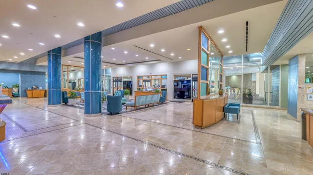 a view of a lobby with furniture