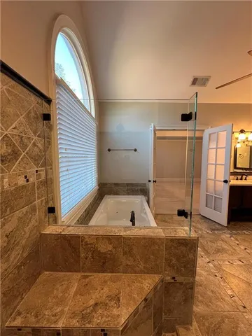 a living room with a couch and a table