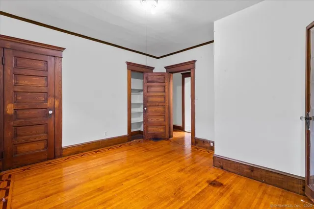 an empty room with closet