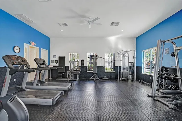 a view of a room with gym equipment