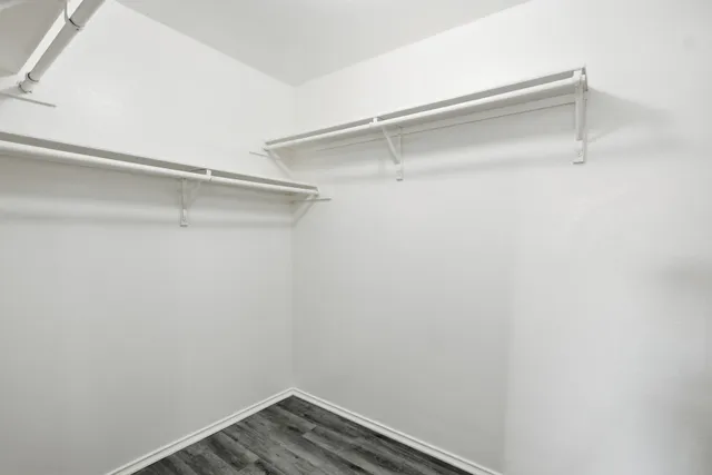 a view of an empty walk in closet