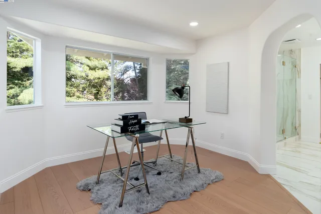 a view of small space with racks on the wall