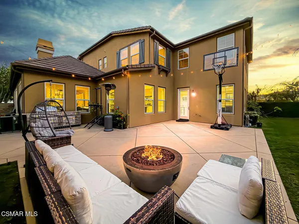 an aerial view of a house with a garden