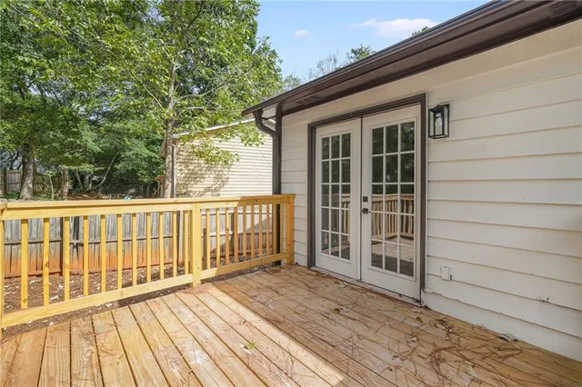 a view of wooden balcony