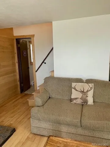 a living room with furniture and a rug