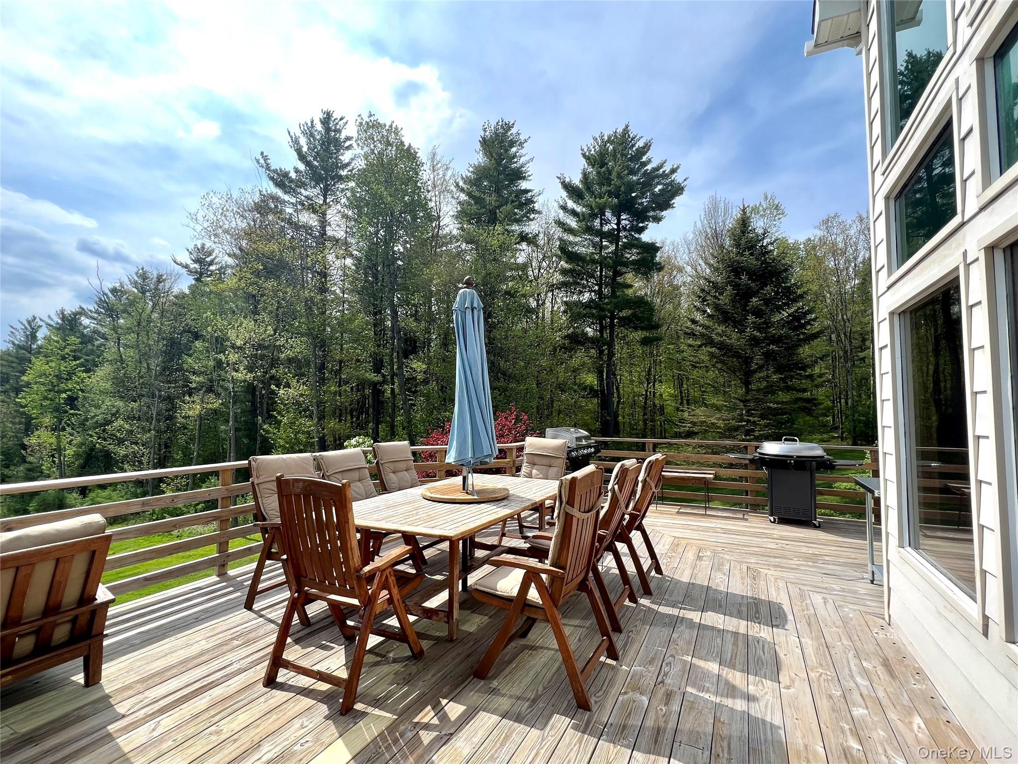 1837 Rich Road Franklin, NY 13775 - Photo 43 of 50 a view of a patio with a dining table and chairs with wooden floor