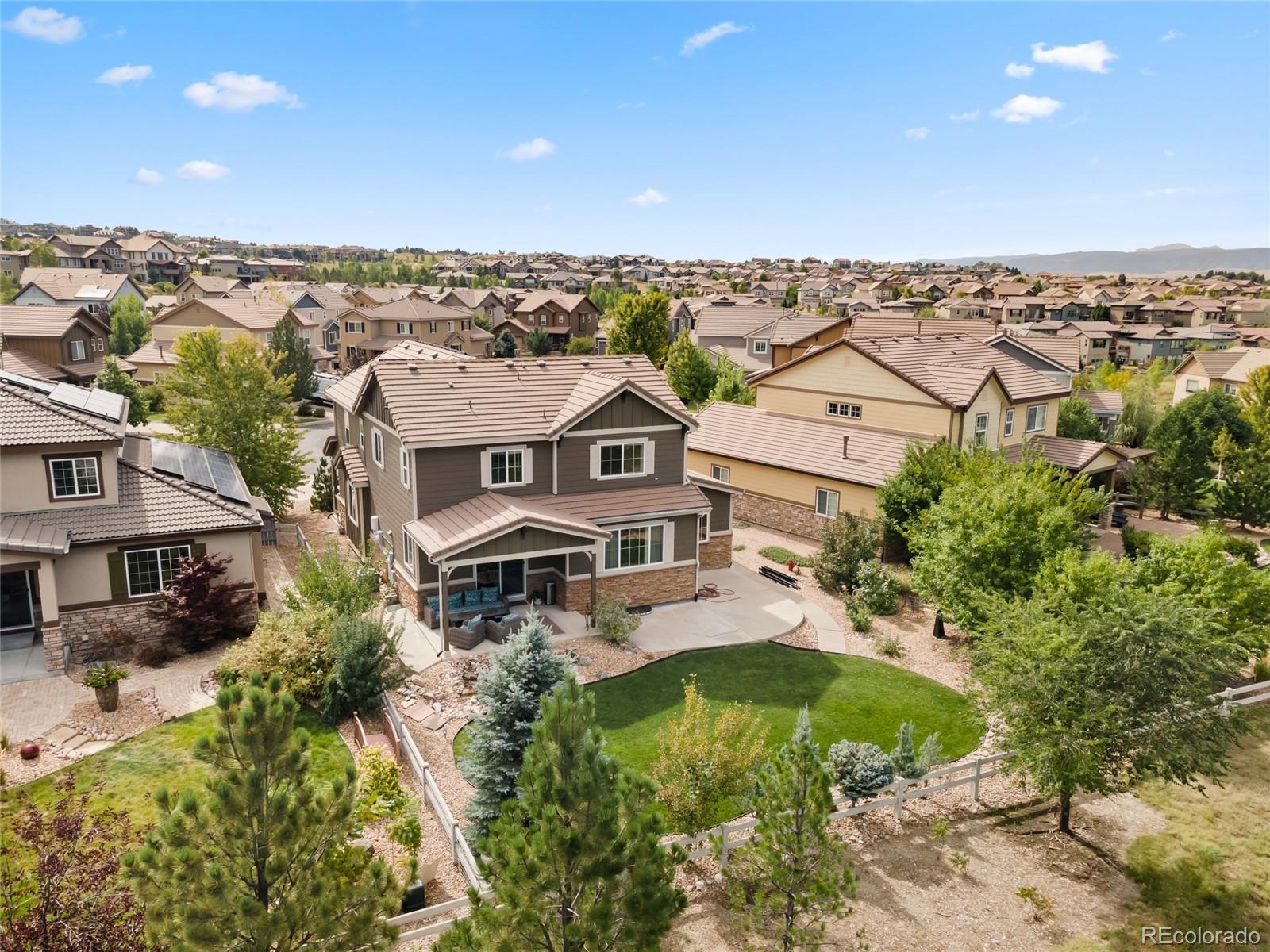 10415 Startrail Court Highlands Ranch, CO 80126 - Photo 48 of 49 an aerial view of a house with a big yard