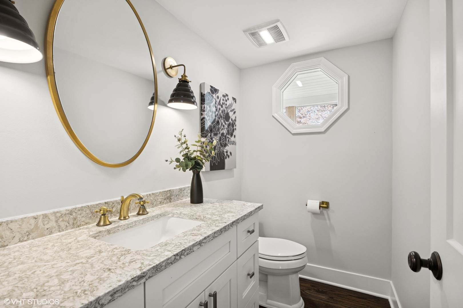 59 Ridge Road Barrington Hills, IL 60010 - Photo 14 of 44 a bathroom with a granite countertop toilet sink and mirror