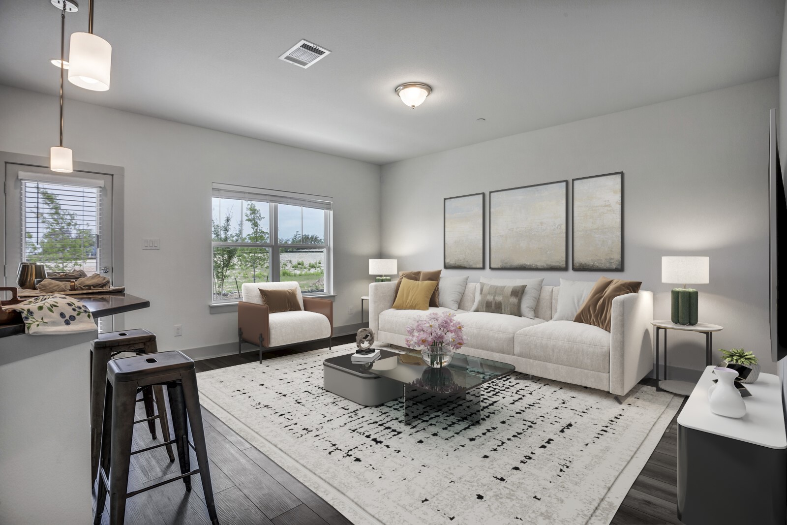 2121 Local Rebel Street Leander, TX 78641 - Photo 2 of 32 Living area overlooking the backyard (virtual staging)