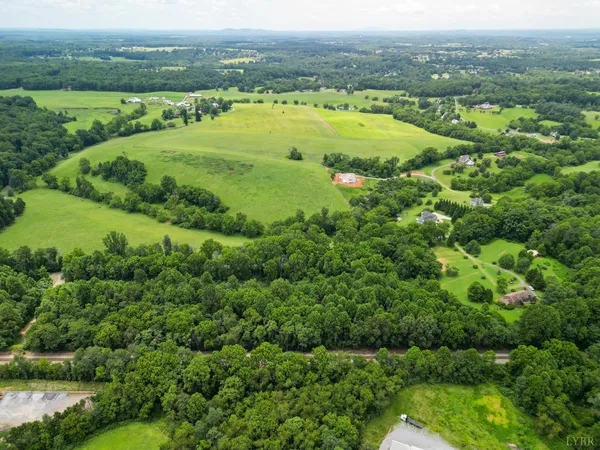 an aerial view of a garden