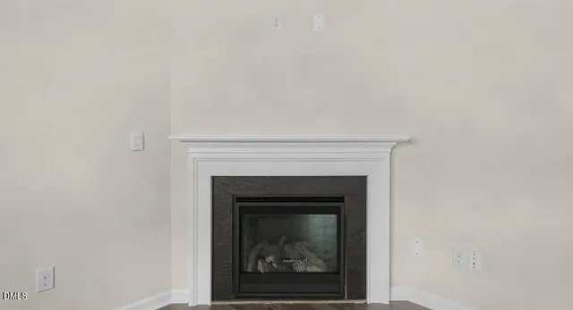 a close view of a fireplace