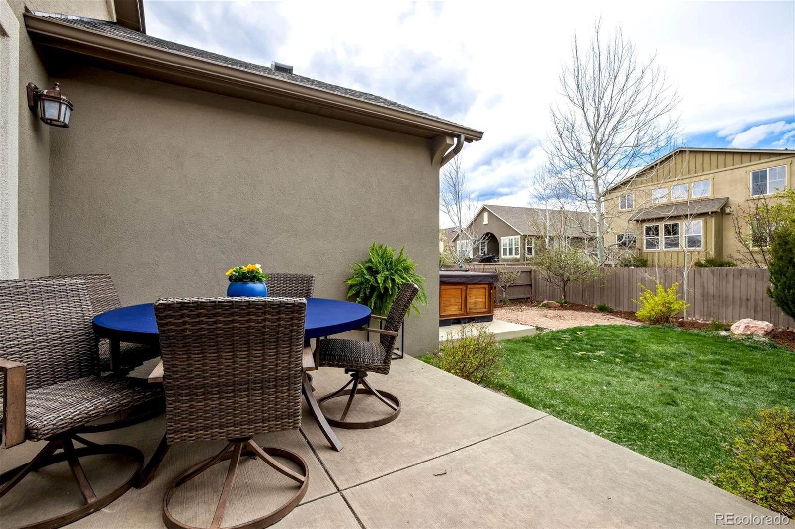 4970 Rabbit Mountain Court Colorado Springs, CO 80924 - Photo 40 of 50 a backyard of a house with table and chairs