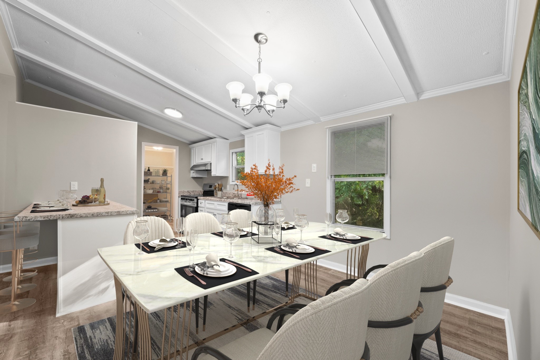 148 Glenburg Drive Manchester, TN 37355 - Photo 13 of 36 a view of a dining room with furniture a chandelier and wooden floor