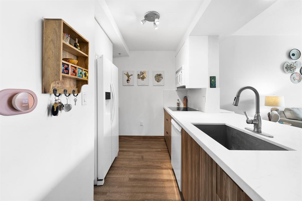 275 Northeast 18th Street, Unit 202 Miami, FL 33132 - Photo 5 of 20 a kitchen with a sink and a refrigerator