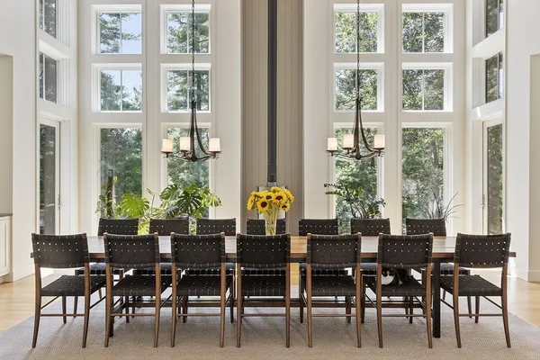 a large kitchen with lots of counter space a sink and appliances