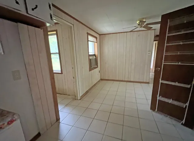 a view of an empty walk in closet