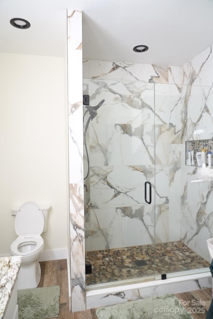 79 Abbey View Road Bryson City, NC 28713 - Photo 18 of 21 a bathroom with a toilet and a shower