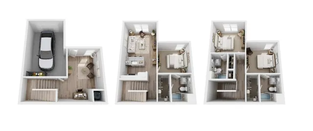 a living room with furniture a flat tv screen and a potted plant