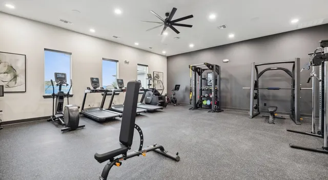 a view of a room with gym equipment