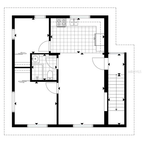 a picture of a bathroom with a sink and a mirror