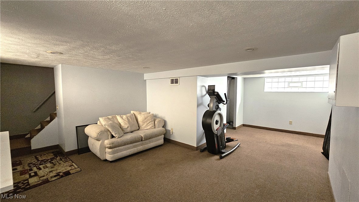 887 Rondel Road Cleveland, OH 44110 - Photo 28 of 34 Basement Rec-Room with brown carpet and glass block windows