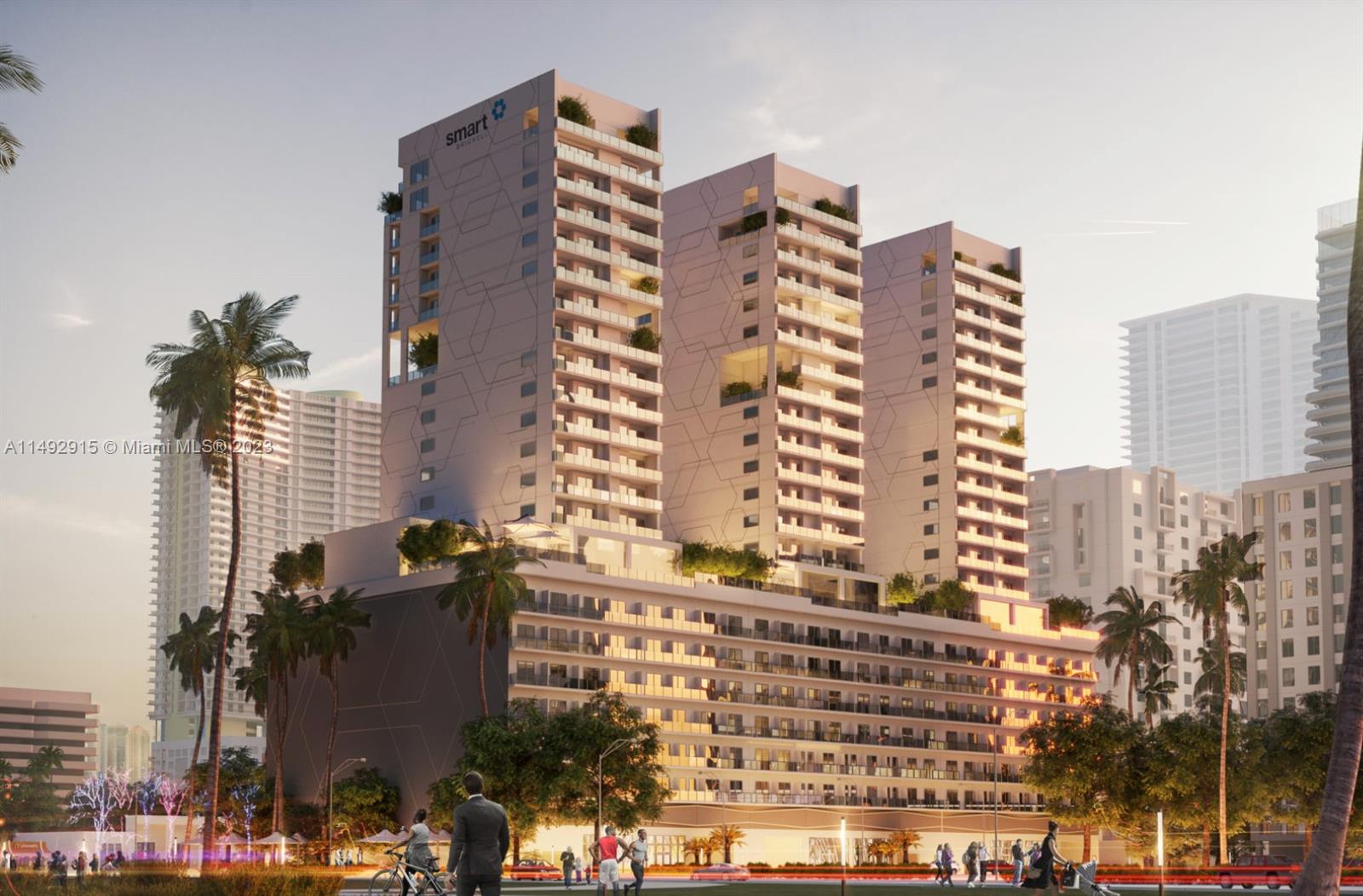 a city view with tall buildings