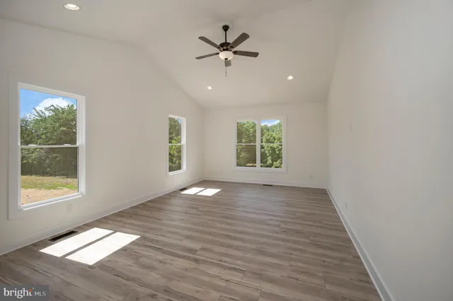 a view of an empty walk in closet