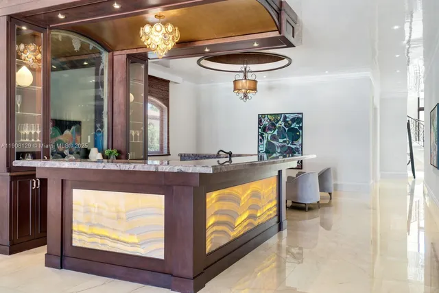 a view of a swimming pool with outdoor seating and city view