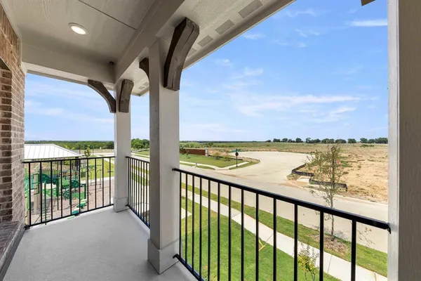 a view of a city from a balcony