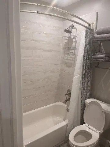 a bathroom with a toilet and a bathtub