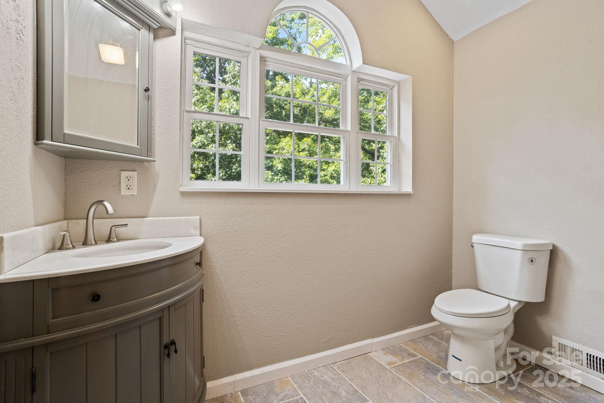 55 Vintage Road Candler, NC 28715 - Photo 25 of 47 a bathroom with a toilet sink and mirror