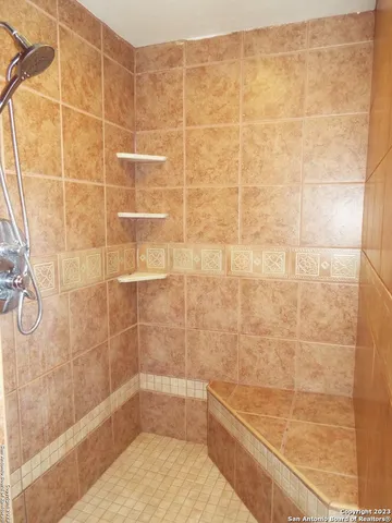 a bathroom with a bathtub