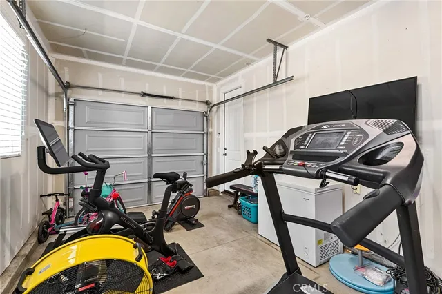 a garden view with a seating space