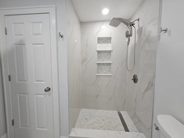 a bathroom with a shower