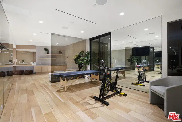 a view of a room with gym equipment