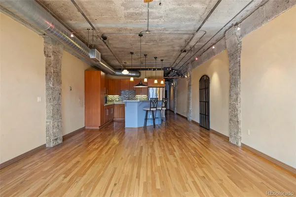 a big room with wooden floors